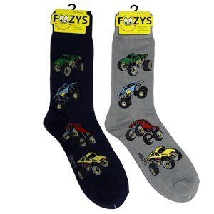 Monster Trucks Sports Heavy Duty Cars Jam Driver 2 Pairs Foozys Men's Socks